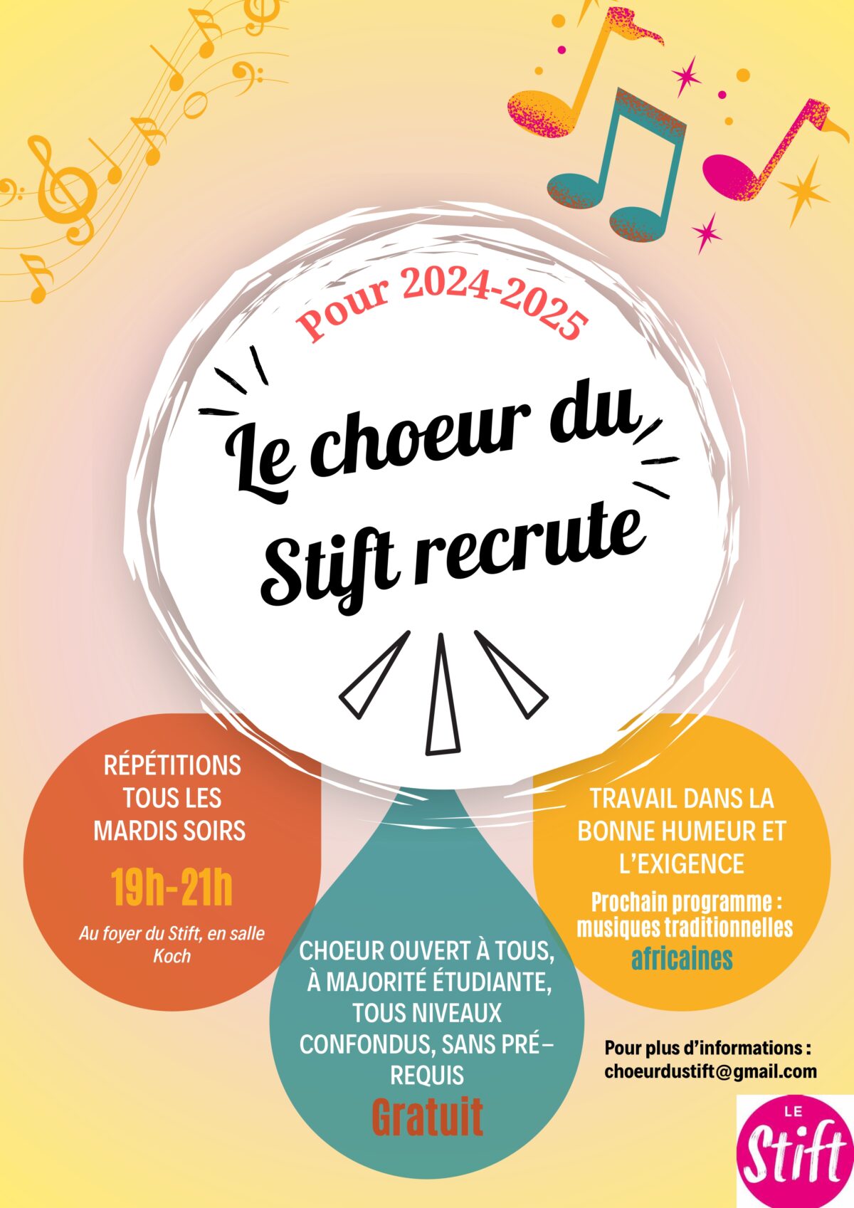 choeur stift recrutement